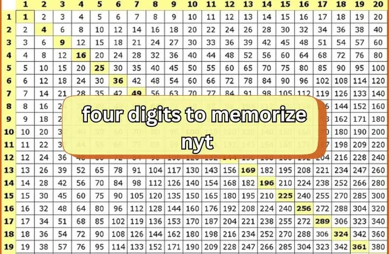 Four Digits to Memorize NYT 